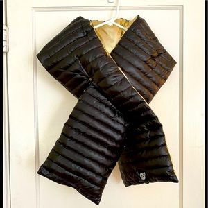 Think Royln Gold and Black reversible down puffer scarf - stunning!